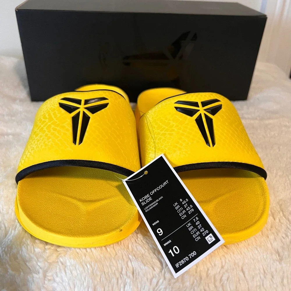 Nike Kobe Offcourt Slide Lightening Black Yellow‎ Men 9/ Women 10 IF2870 700 NWB